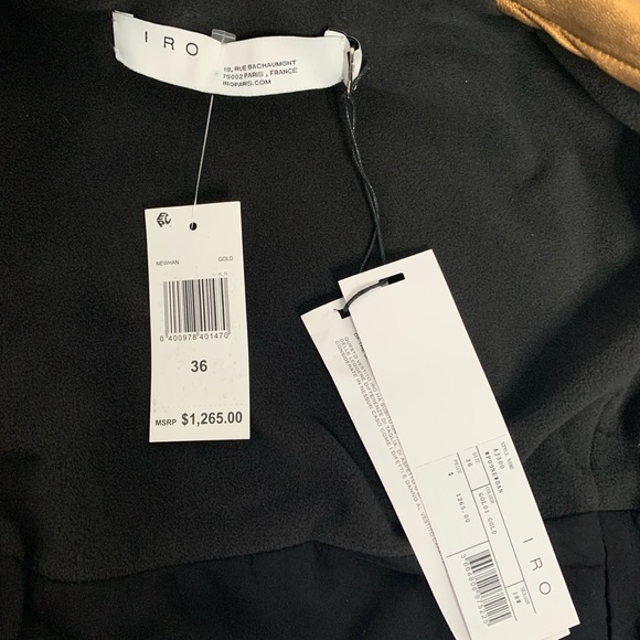 NWT IRO Gold Leather Moto Jacket Fleeced Lined Leather Motorcycle Jacket - Picture 11 of 16